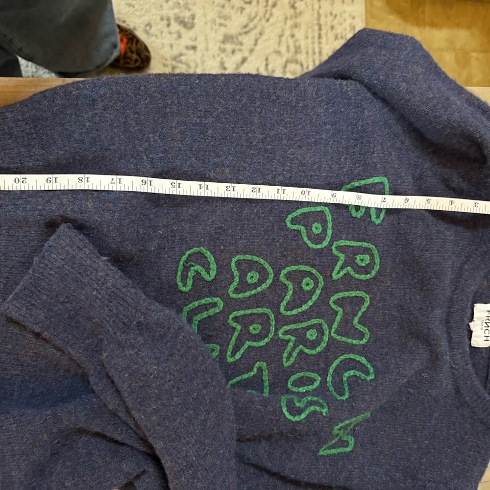 FRNCH Navy and Green Art Club Sweater - Picture 9 of 10